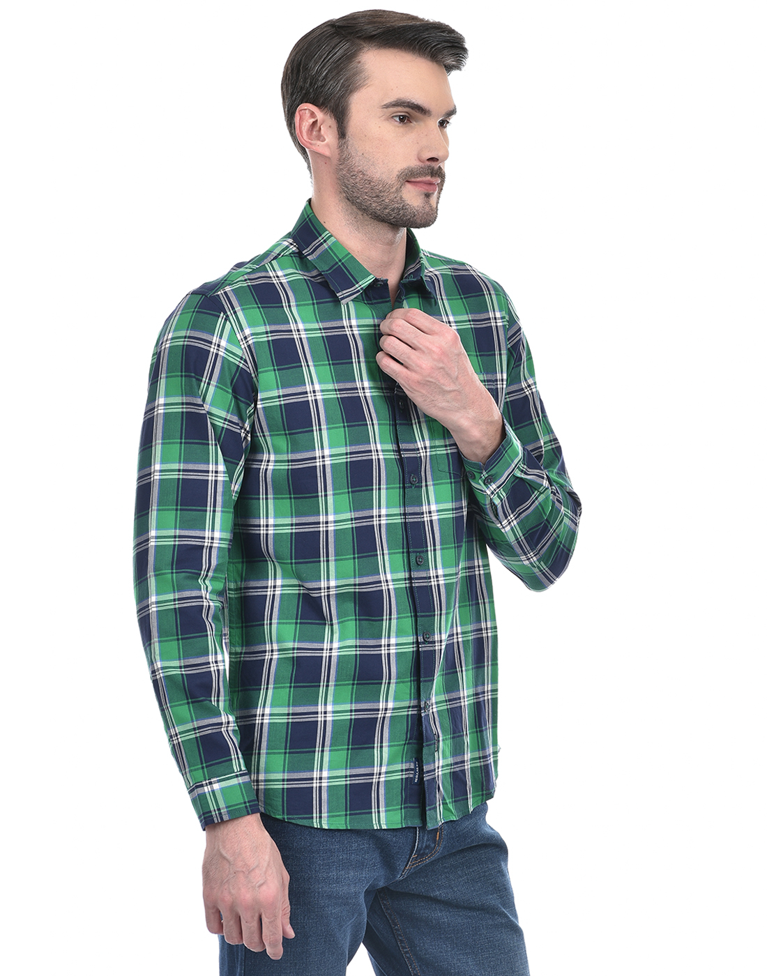 Numero Uno Men Checkered Green Shirt